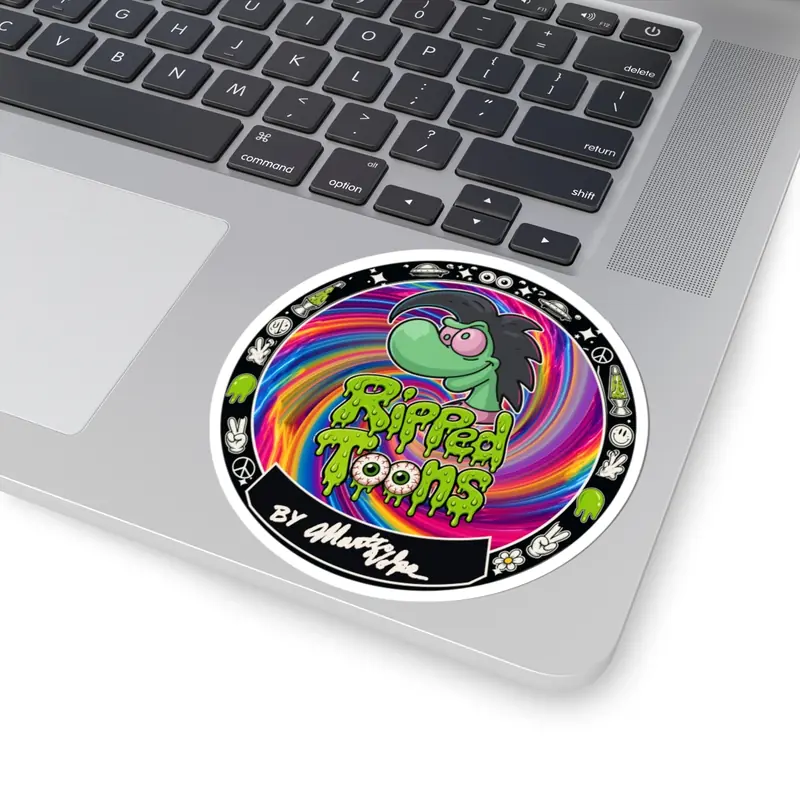 Ripped Toons Badge Sticker in place. Marty Volpe.